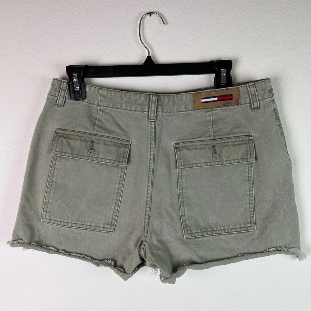 Tommy Hilfiger Denim Jean Shorts (8)‎ Green/Beige Color, Embroidered Patch